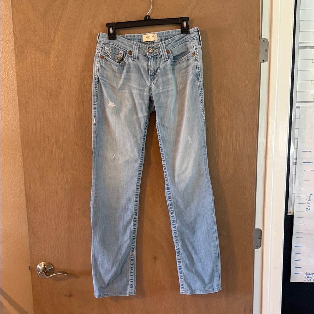Big Star 26 Long Light Blue Distressed  Jeans